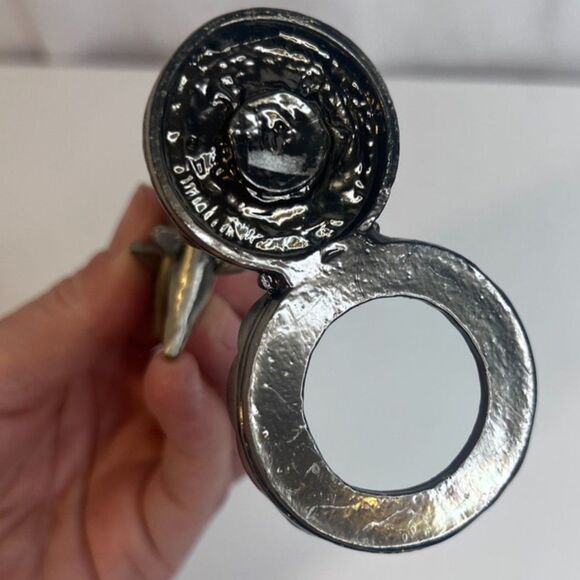 Pewter Dolphin Figurine Tea Light Candle Holder Silver Metal - Picture 8 of 8